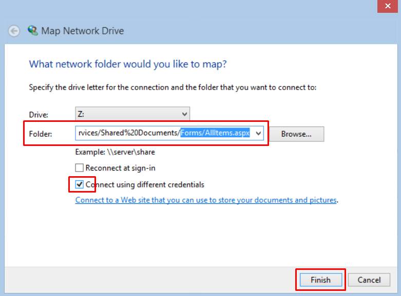 Mapping sharepoint document library as network drive in windows 10